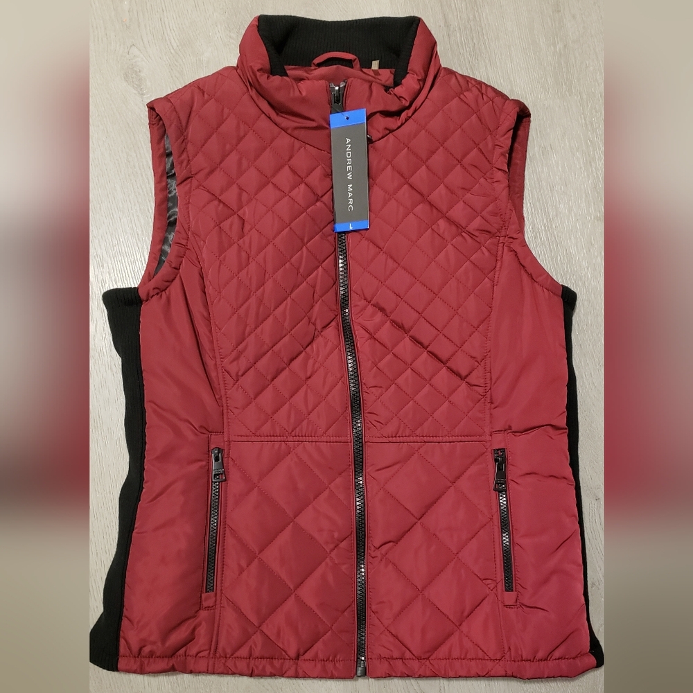 Andrew Marc Red Quilted Vest